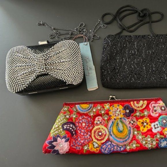 Trio of Lovely Evening Bags-NWT Kate Landry, NWT Preston & York & Vintage Unmark - Picture 1 of 11